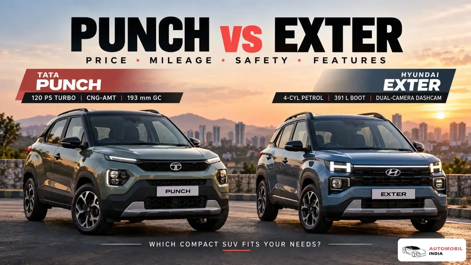 Tata Punch vs Hyundai Exter: Price, Mileage, Safety and Features