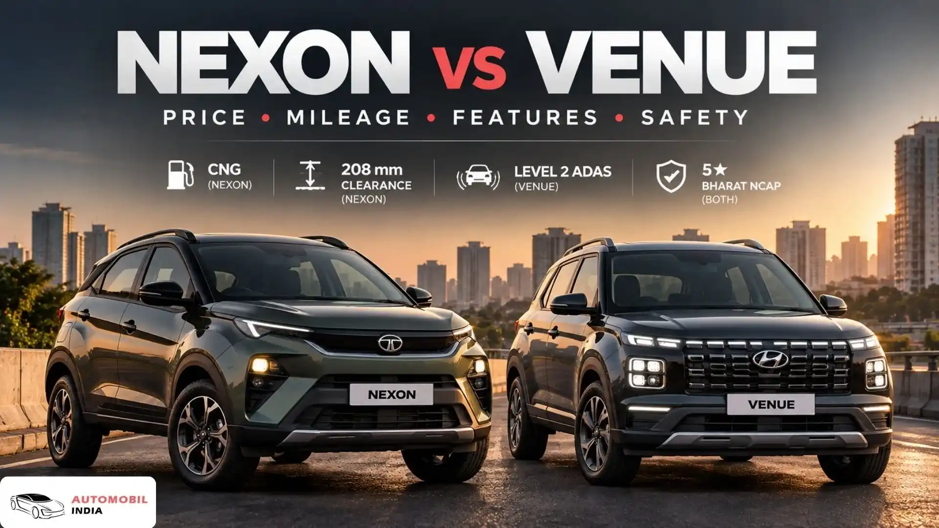 Tata Nexon vs Hyundai Venue: Price, Features, Mileage and Safety