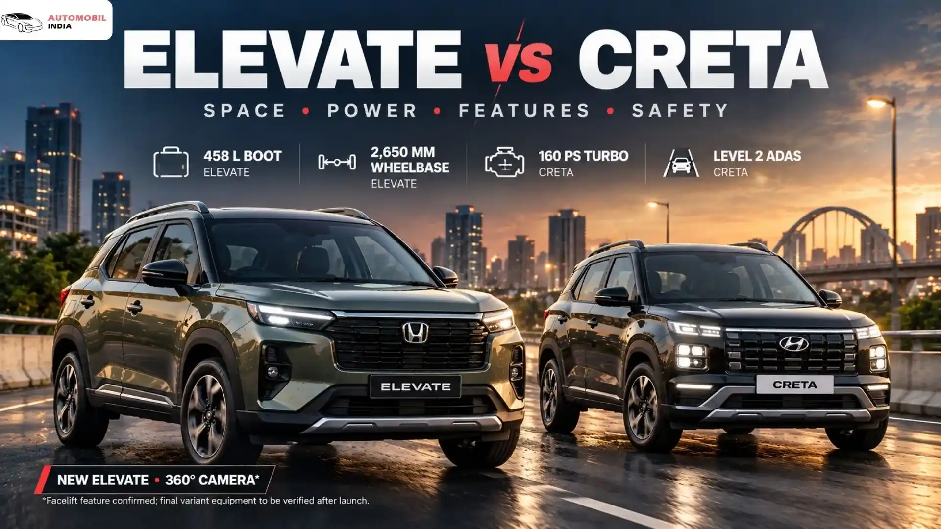 Honda Elevate vs Hyundai Creta: Price, Space, Features and Safety