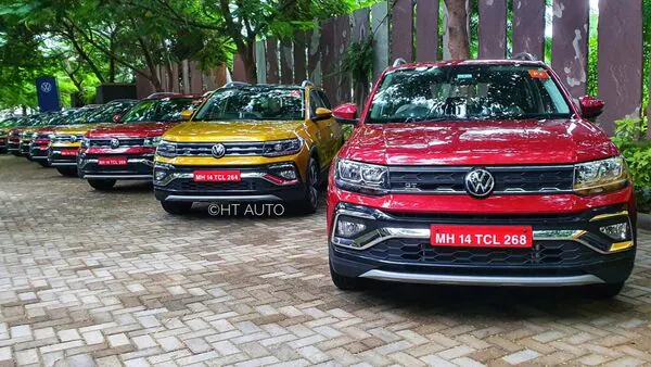 There are five exterior colour options on offer on the Volkswagen Taigun. (HT Auto/Sabyasachi Dasgupta)