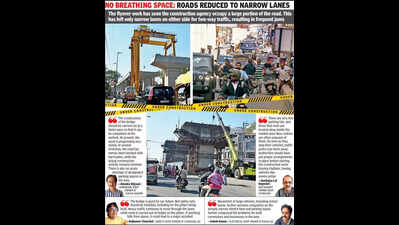 Bairagarh chokes as flyover work worsens congestion & air quality