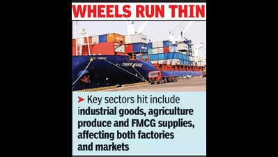 Freight movement drops nearly 30% as industries cut shipmentsFreight takes a 30% hit as supply crunch slows industry