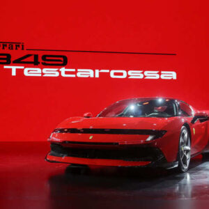 The Ferrari 849 Testarossa is unveiled during an event in Mumbai