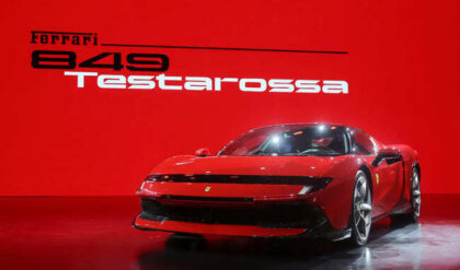 The Ferrari 849 Testarossa is unveiled during an event in Mumbai