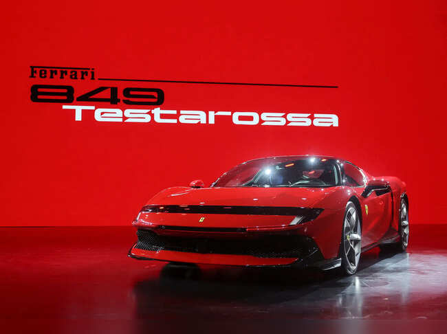 The Ferrari 849 Testarossa is unveiled during an event in Mumbai