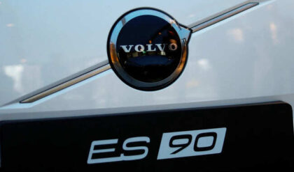 Volvo Cars' ES90 is displayed during an event in Stockholm