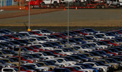 FILE PHOTO: Newly assembled vehicles are seen at a stockyard of the automobile plant Toyota Motor Manufacturing of Baja California in Tijuana, Mexico