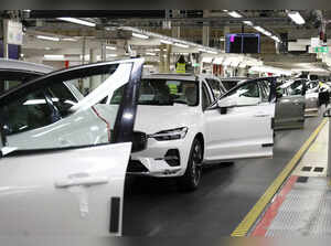 FILE PHOTO: Volvo Cars begins production of its upcoming flagship, the mid-sized electric SUV EX60, in Gothenburg.